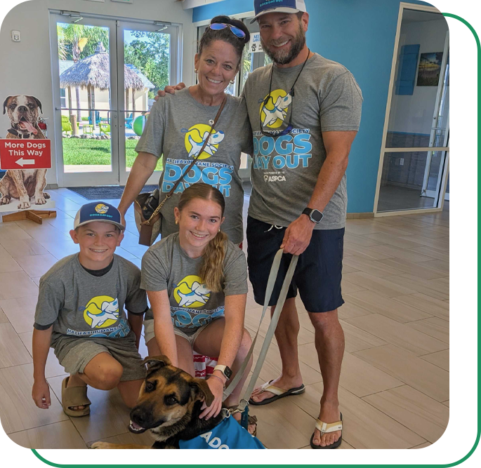 Family with their dog at Dogs Day Out