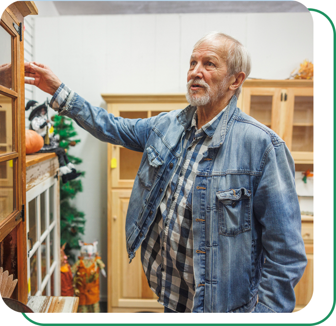 Man shopping in a thrift store